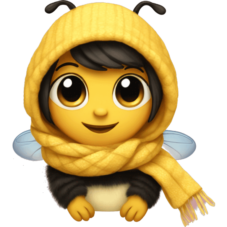 Cozy cute bumble bee wearing scarf emoji