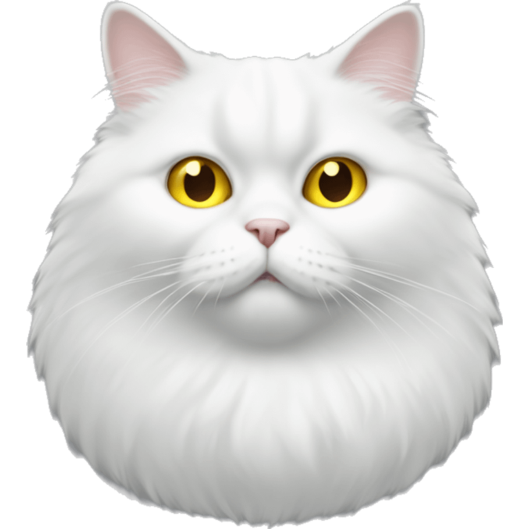 Fat fluffy white cat with yellow eyes emoji