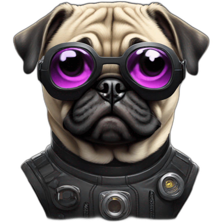 pug with black sunglasses and wearing a cyberpunk suit emoji