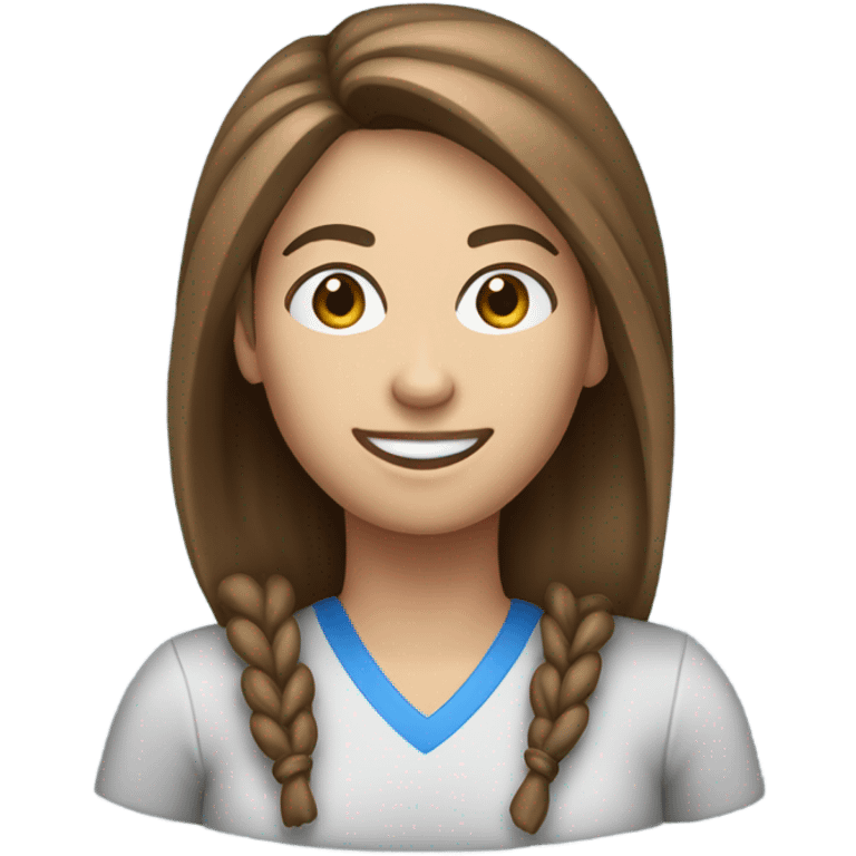 Create a female PE teacher emoji. She must have  brown hair tied up and blue eyes. She had a whistle around her neck and she is smiling  emoji