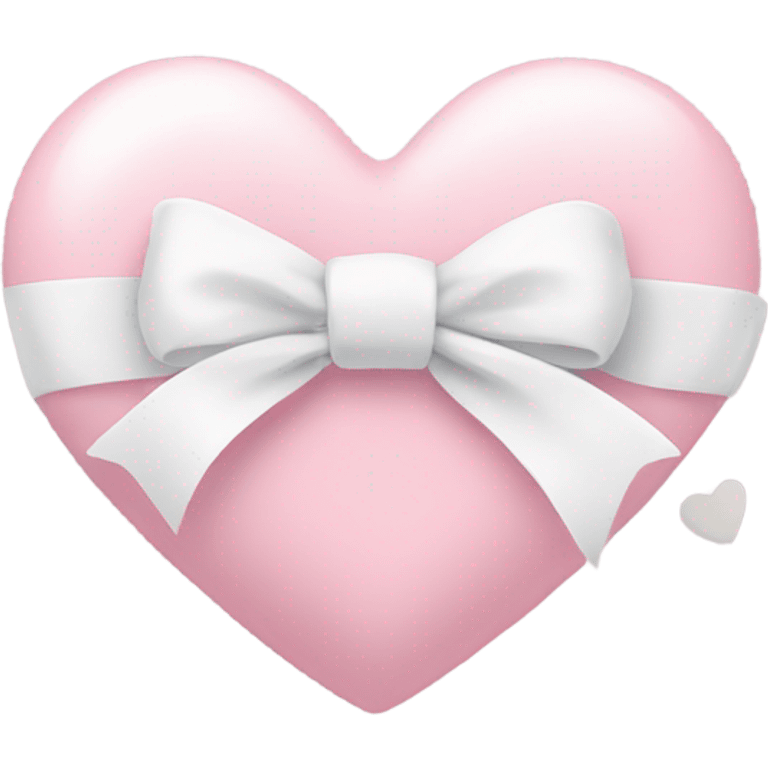 Pastel pink heart with white bow emoji