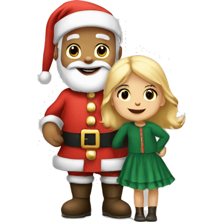 santa claus with little girl that has blonde hair emoji