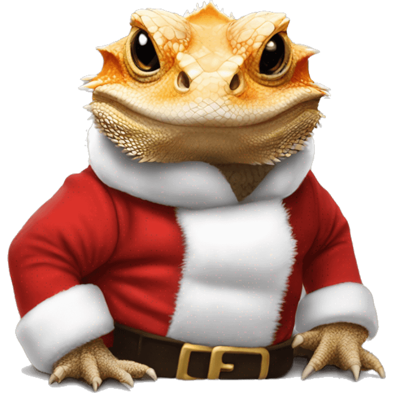 Bearded dragon wearing a Santa suit emoji