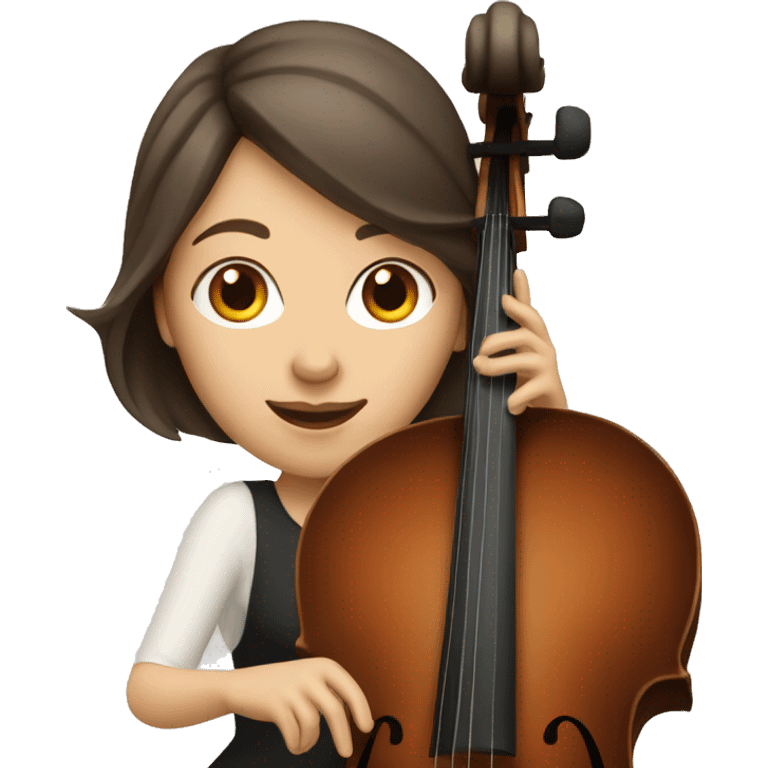 white brunette woman playing cello emoji