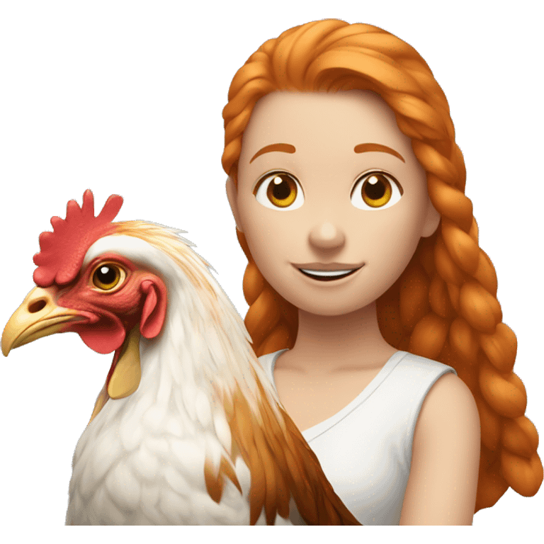 Ginger girl with a brahma hen emoji