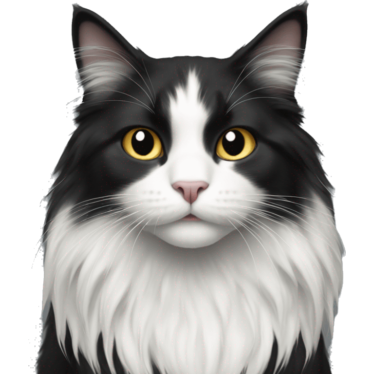 Black and white long haired cat emoji