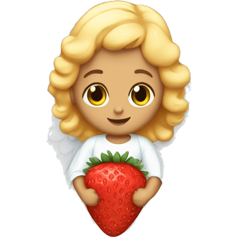 angel with strawberry emoji