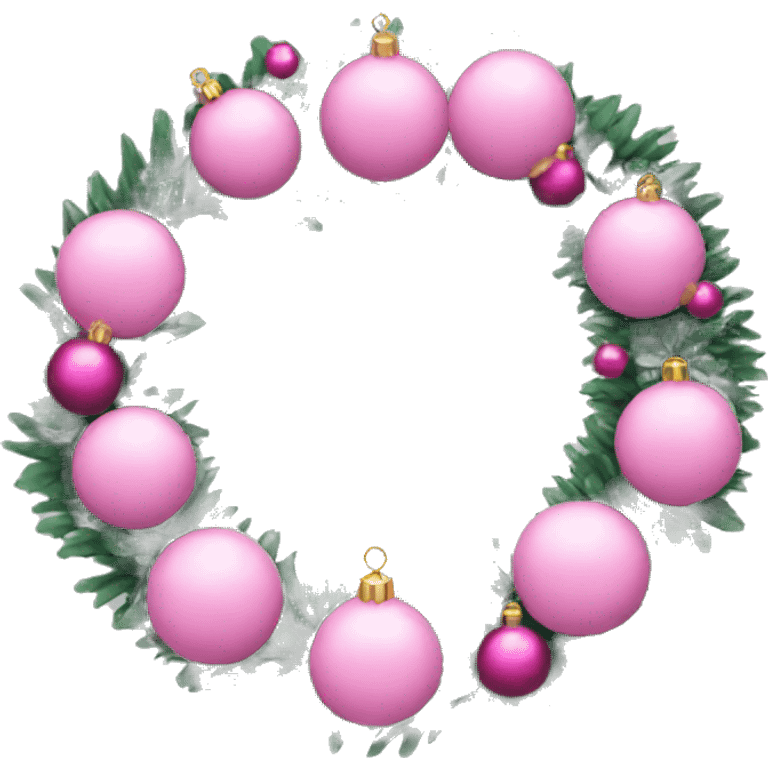 Pink wreath with ornaments  emoji