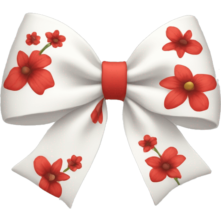 white bow with red flowers emoji