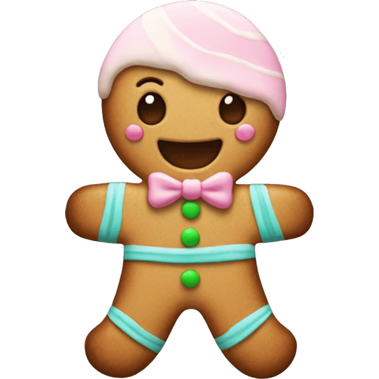 Pastel gingerbread man with the  emoji