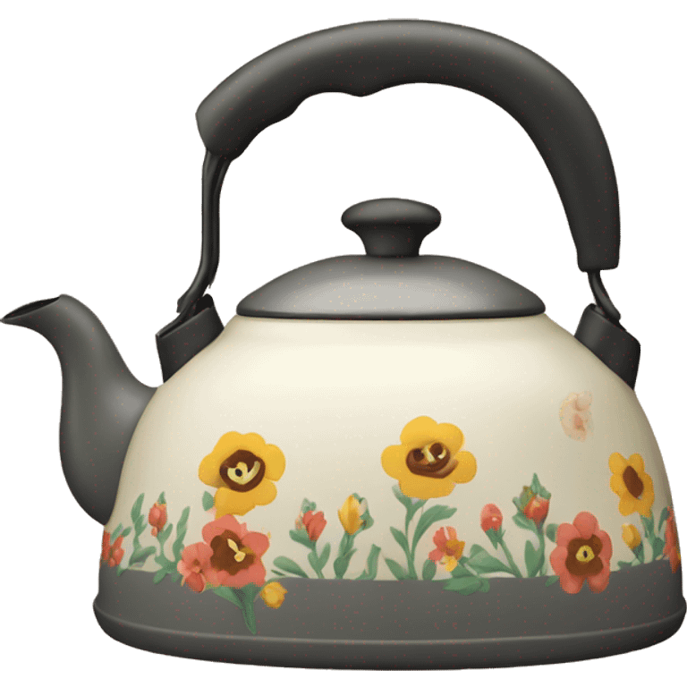 Vintage kettle with flower design emoji