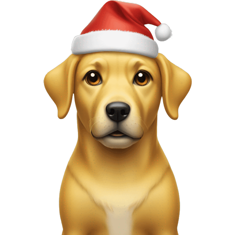 Yellow dog with christmas hat emoji