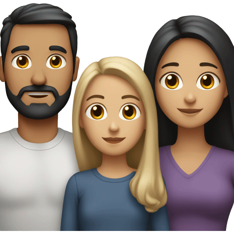 Portrait White Family of dad with black hair and beard, mom with light brown long hair, and daughter with medium dark blonde hair   emoji