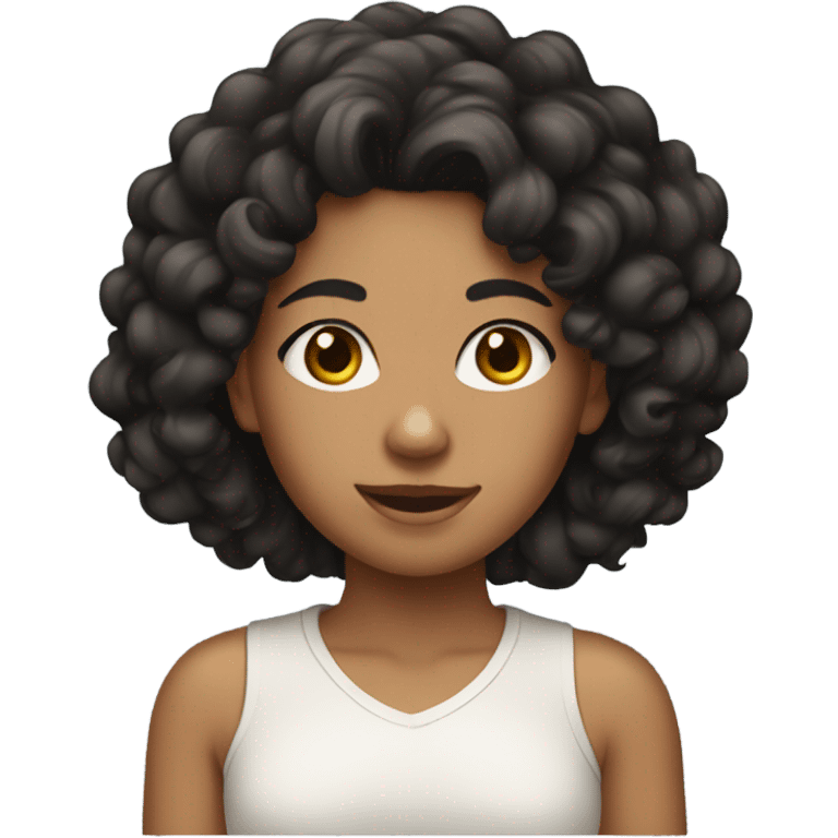 tan girl with black curly hair  emoji