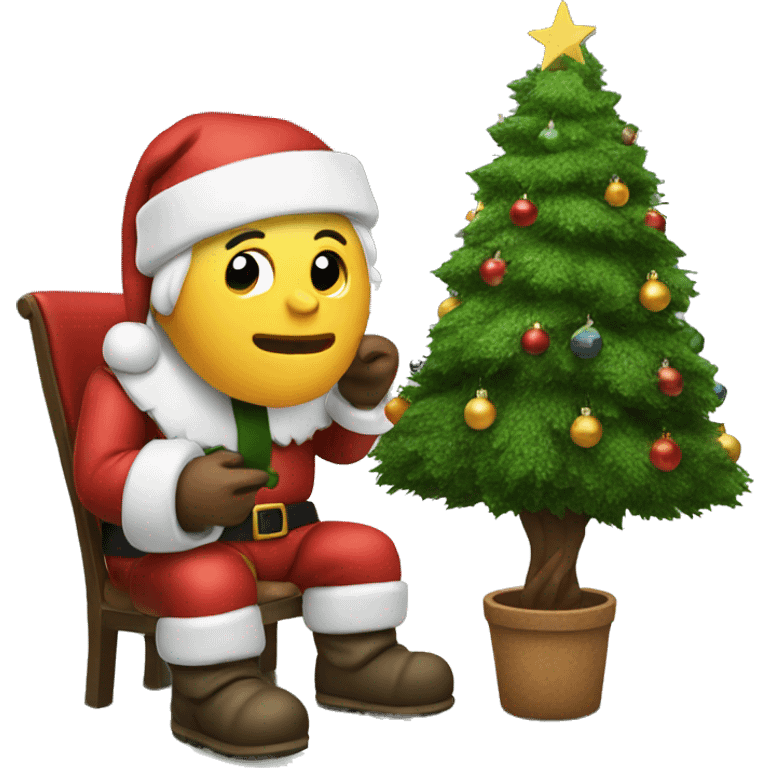 santa eating a christmas tree emoji