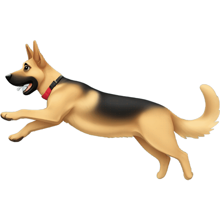 A German Shepherd springboard diving emoji