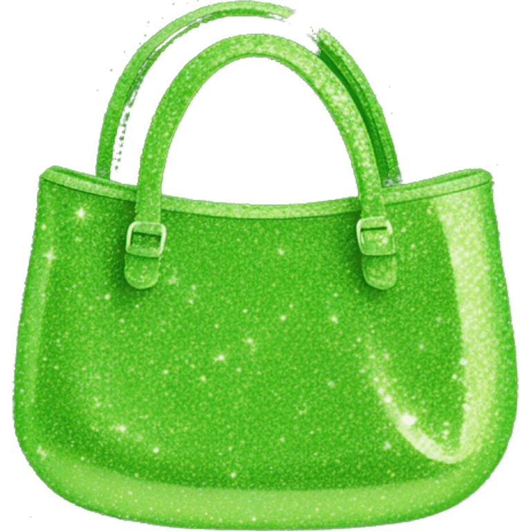 Realistic lime green Sparkle glitter designer purse isolated.  emoji