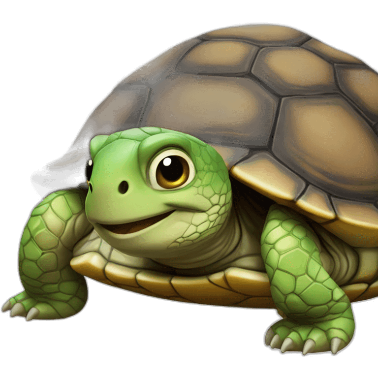 Chat sur une tortue emoji