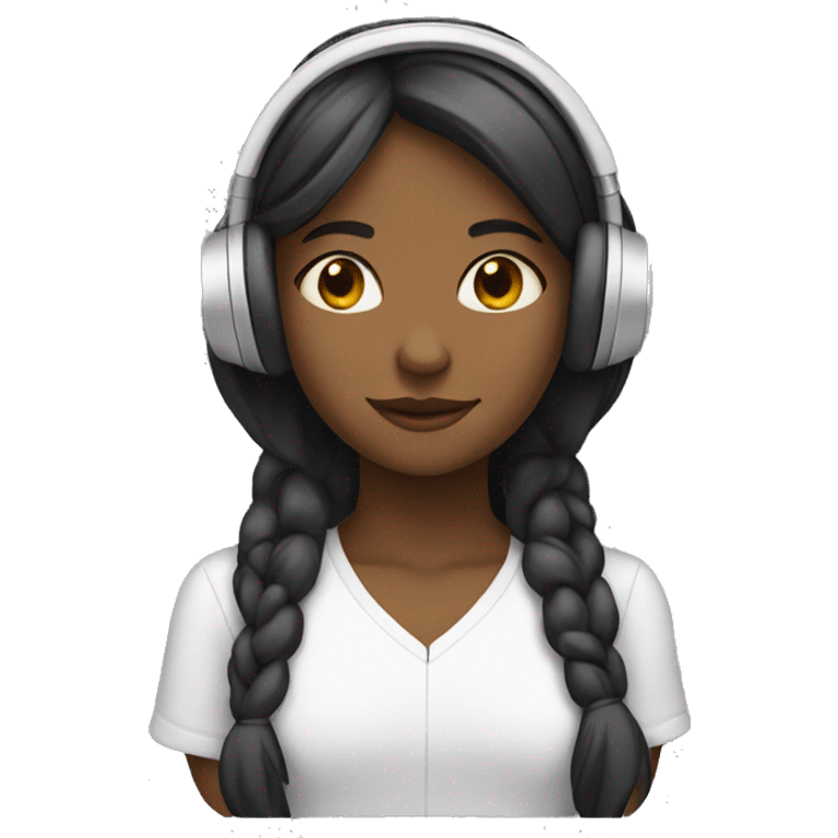 Girl with headphones peaceful emoji