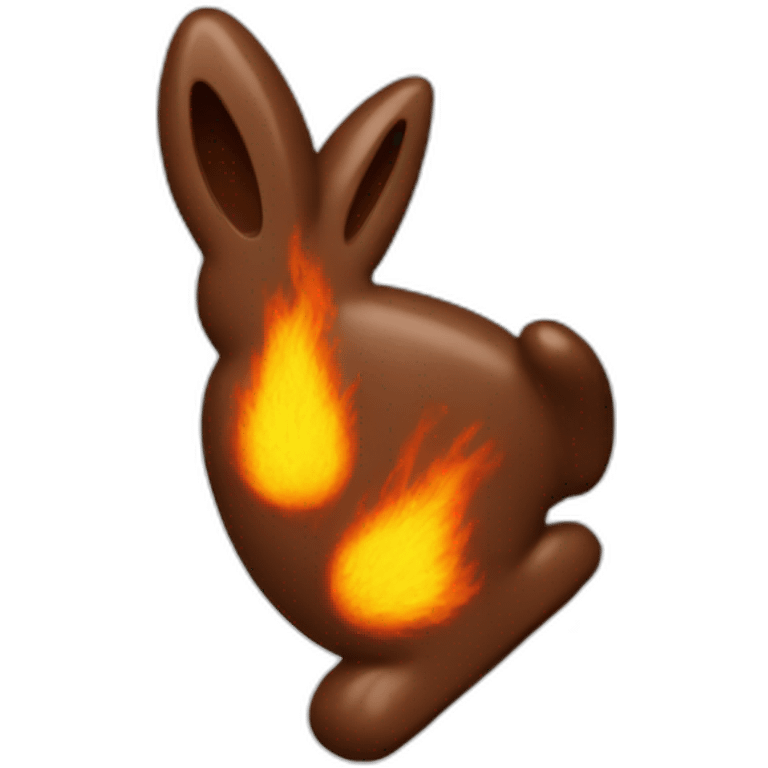 a chocolate bunny on fire emoji