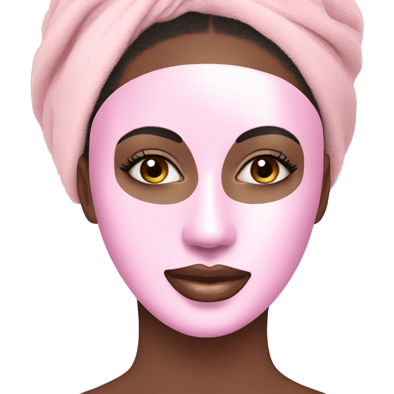 Lady with pastel pink face mask spa beauty full face relaxing emoji