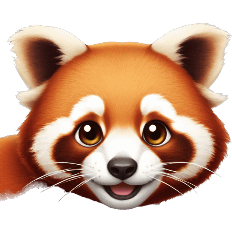 Cute red panda, black oval eyes, cute, Apple emoji animal style emoji