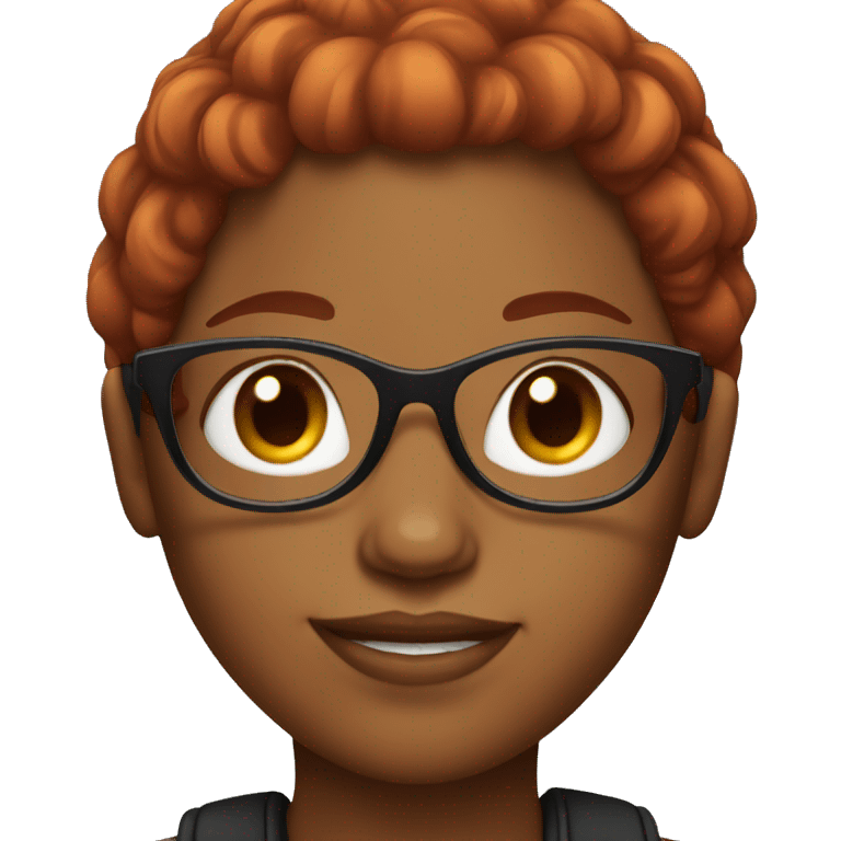 Brown skin girl with red hair and glasses emoji