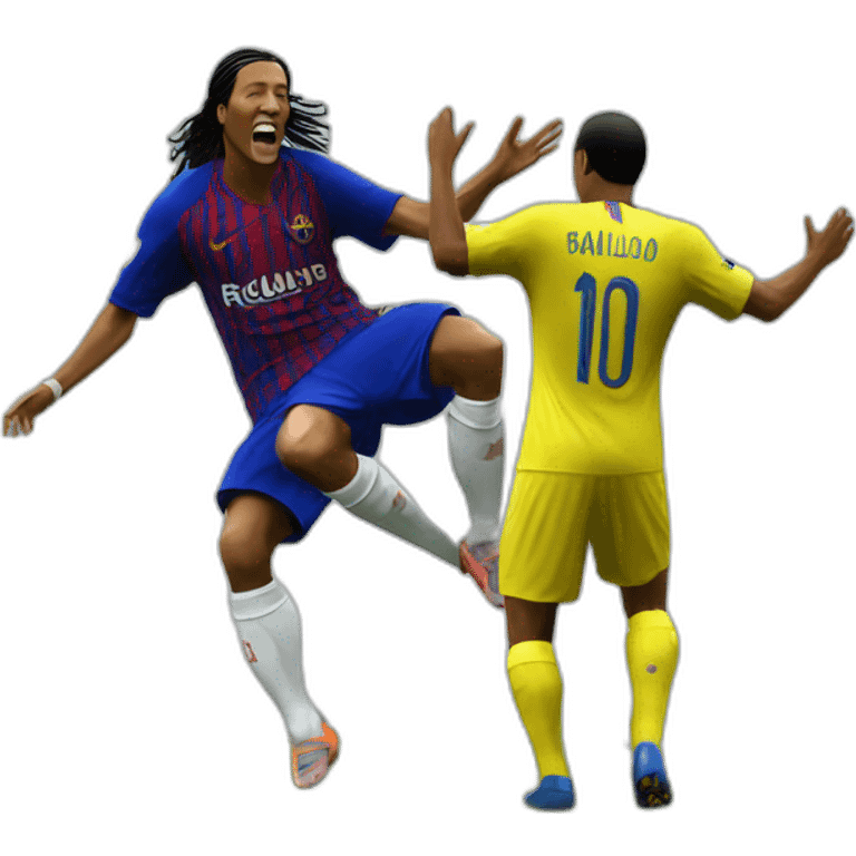 Ronaldinho celebration against zidane emoji