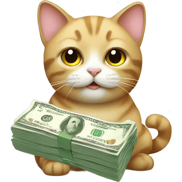 Cute cat holding money emoji