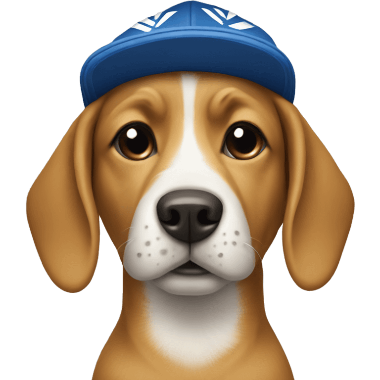 A dog with a hat with the adidas logo on it  emoji