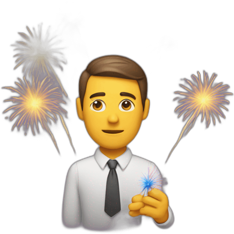 Man with pushbutton and Fireworks emoji