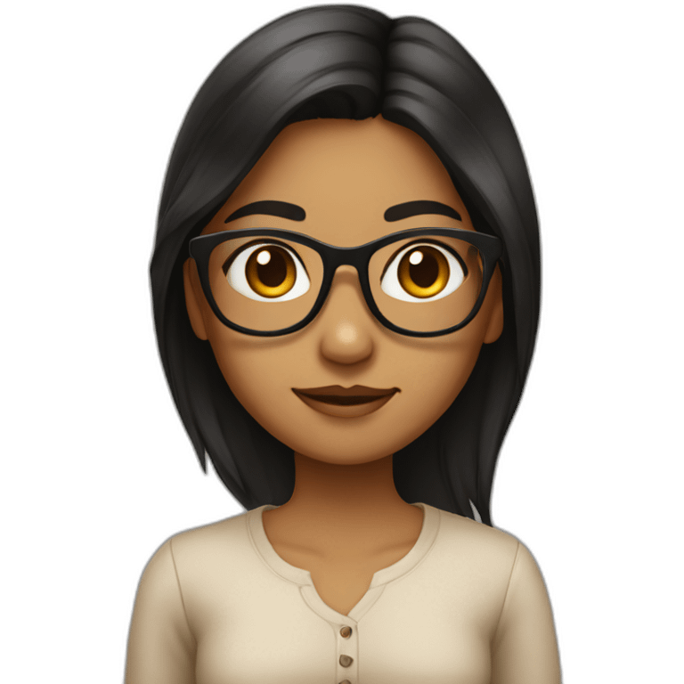 Indian girl with glasses and black to brown hair emoji