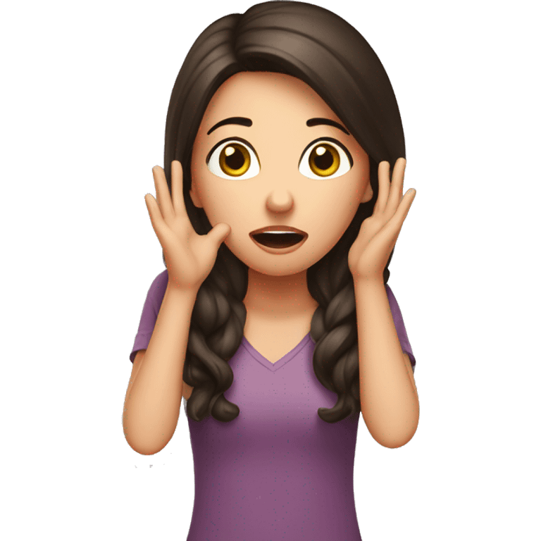 surprised brunette girl with hand on her head emoji