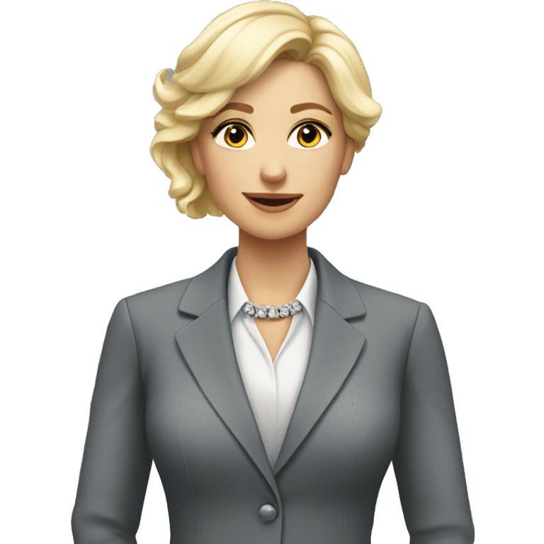 Blonde jewellery seller in a grey suit emoji