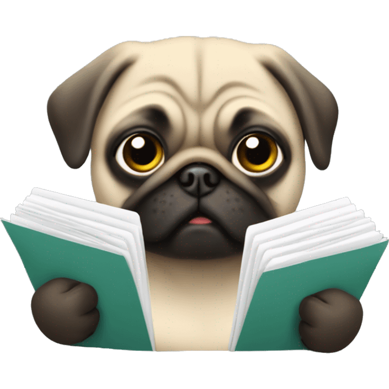 a pug holding documents emoji