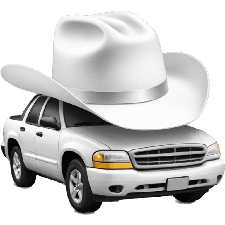 car wearing white cowboy hat emoji