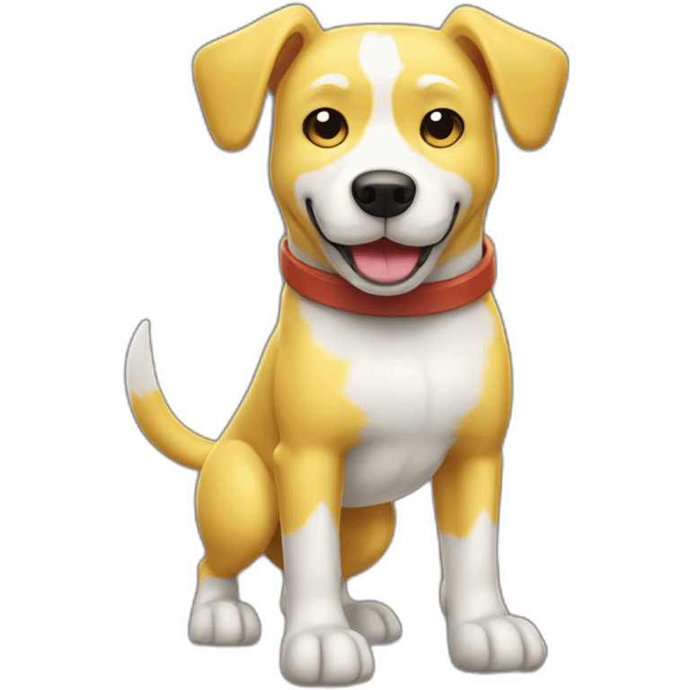 yellow and white dog with muscles and thumbs up showing the whole body with thumbs up gesture emoji