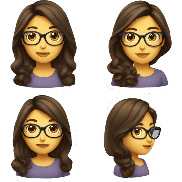 Fille brune cheveux long avec lunettes emoji