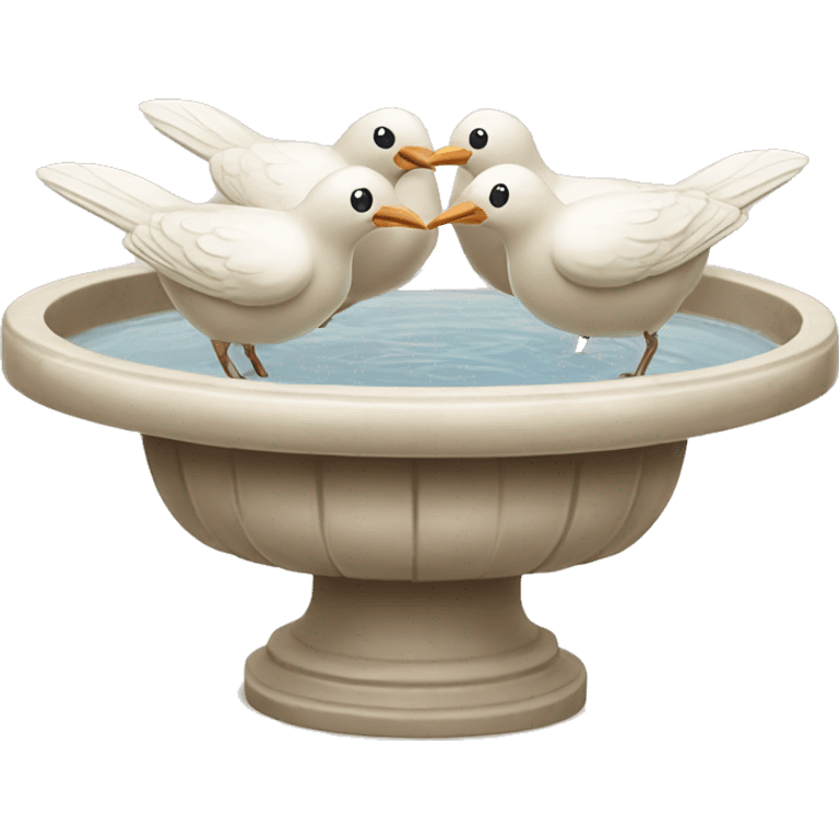 Vintage beige bird bath with white birds emoji