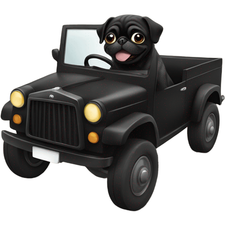 Black pug driving emoji