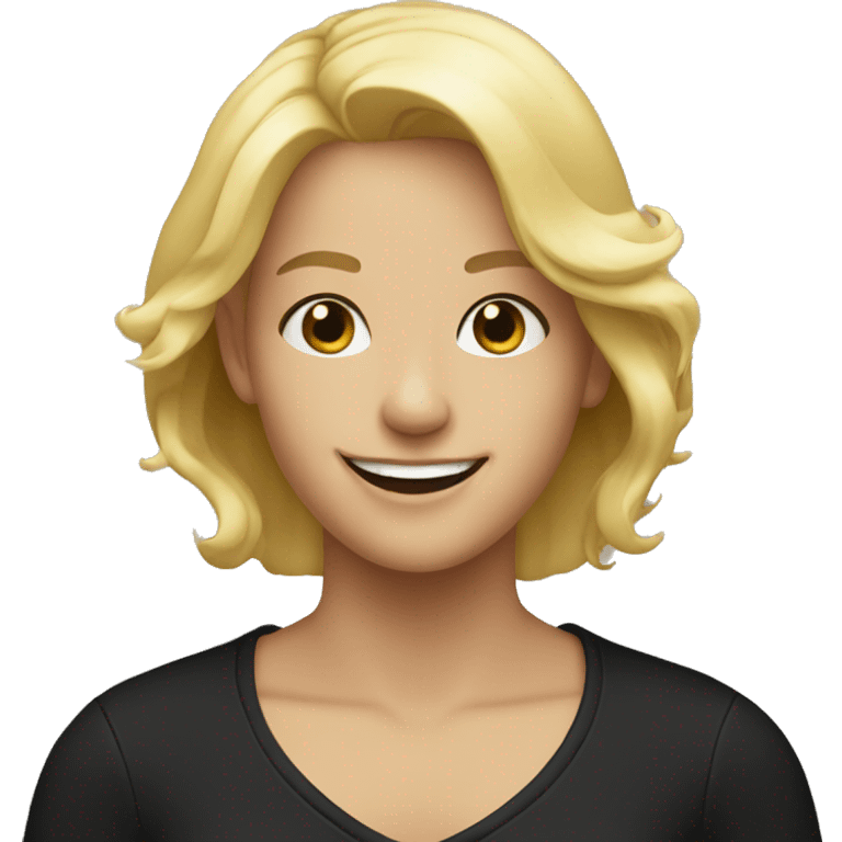 smiling blonde in black shirt emoji