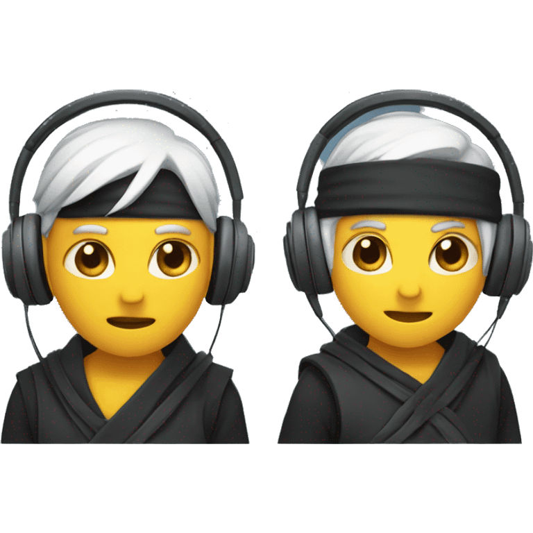 Two ninjas with headphones  emoji