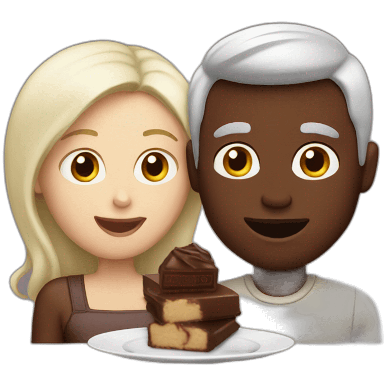 white couple eating chocolat emoji