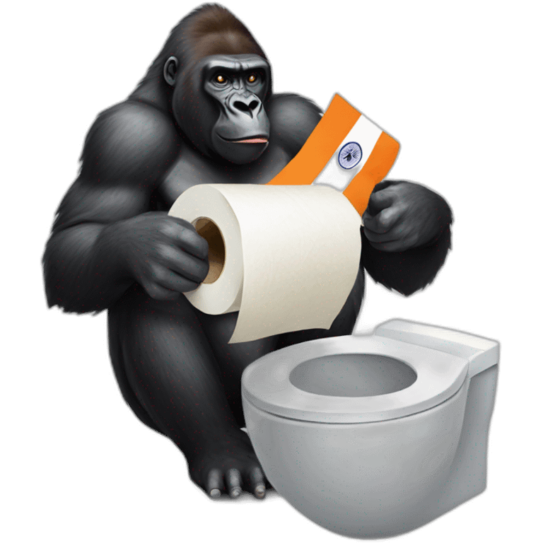 Gorilla using Indian flag as toilet Paper emoji