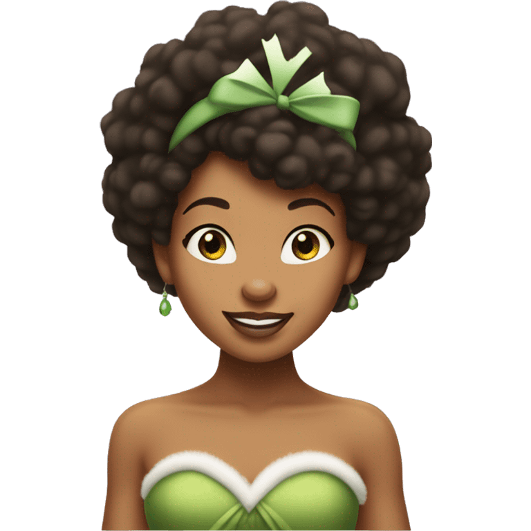 Disney Princess Tiana with afro wearing a santa hat emoji