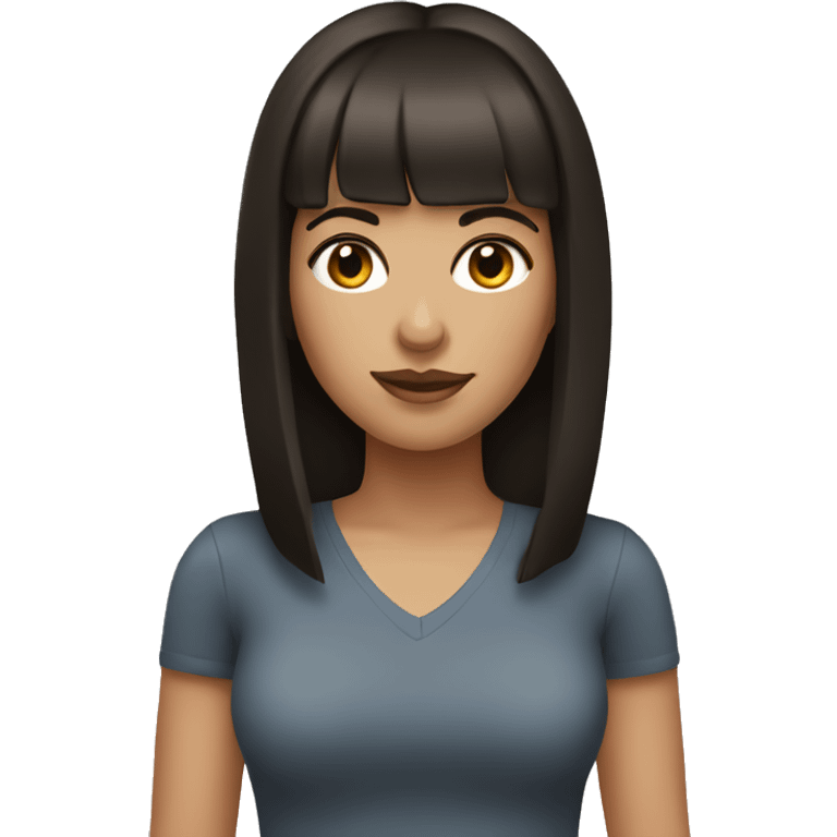 woman with dark brown hair & eyes with bangs  emoji