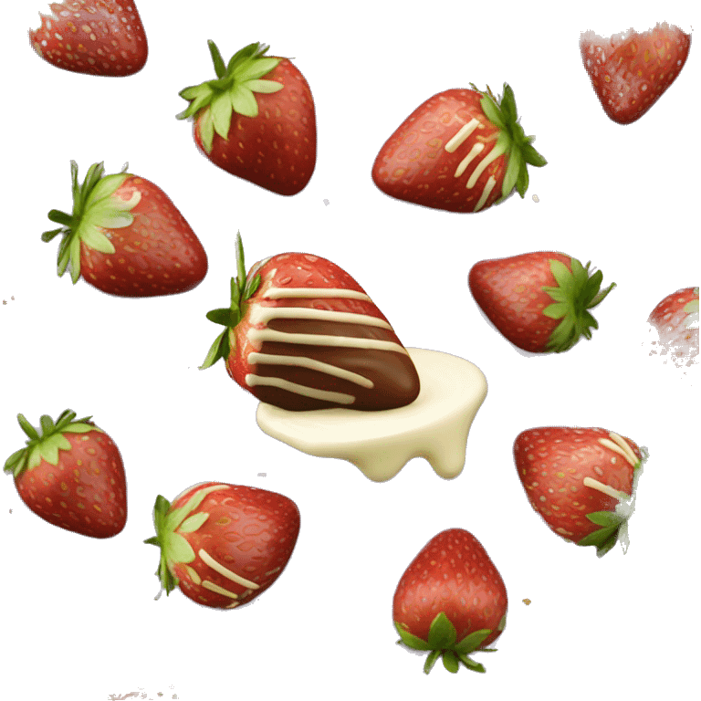 Chocolate covered strawberry with sprinkles and white chocolate drizzle emoji