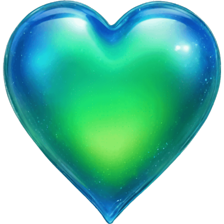 Blue and green shiny glass heart with more blue  emoji