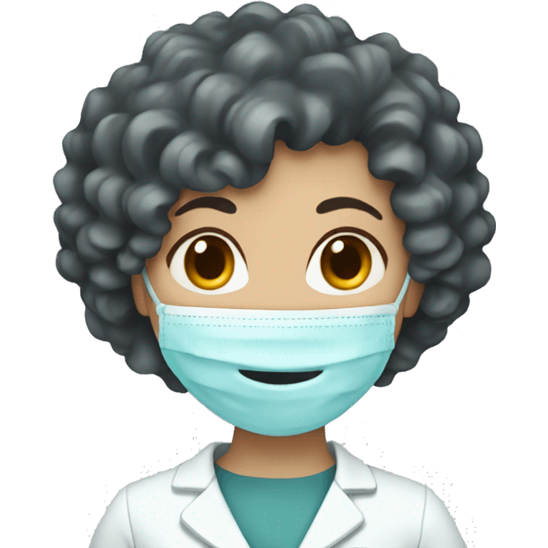 Dentist white woman curly dark hair  emoji