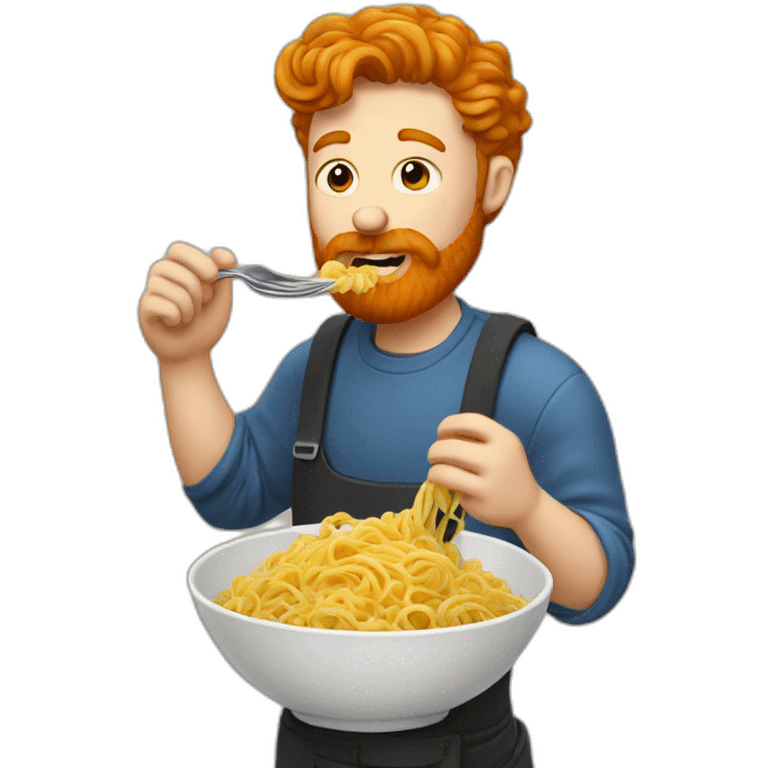 a ginger man with beard eating pasta emoji